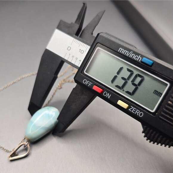 VTG Sterling Silver Larimar Pendant Necklace 18" Teardrop Signed F 6.79g - Picture 10 of 15